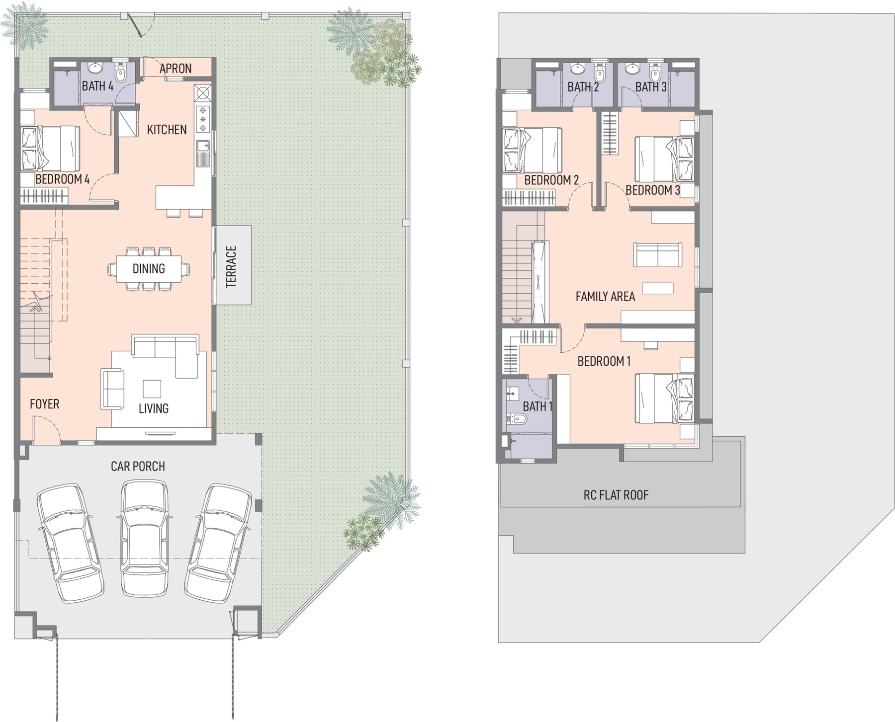Phase 1 Type A1 floor plan, ground and first floor