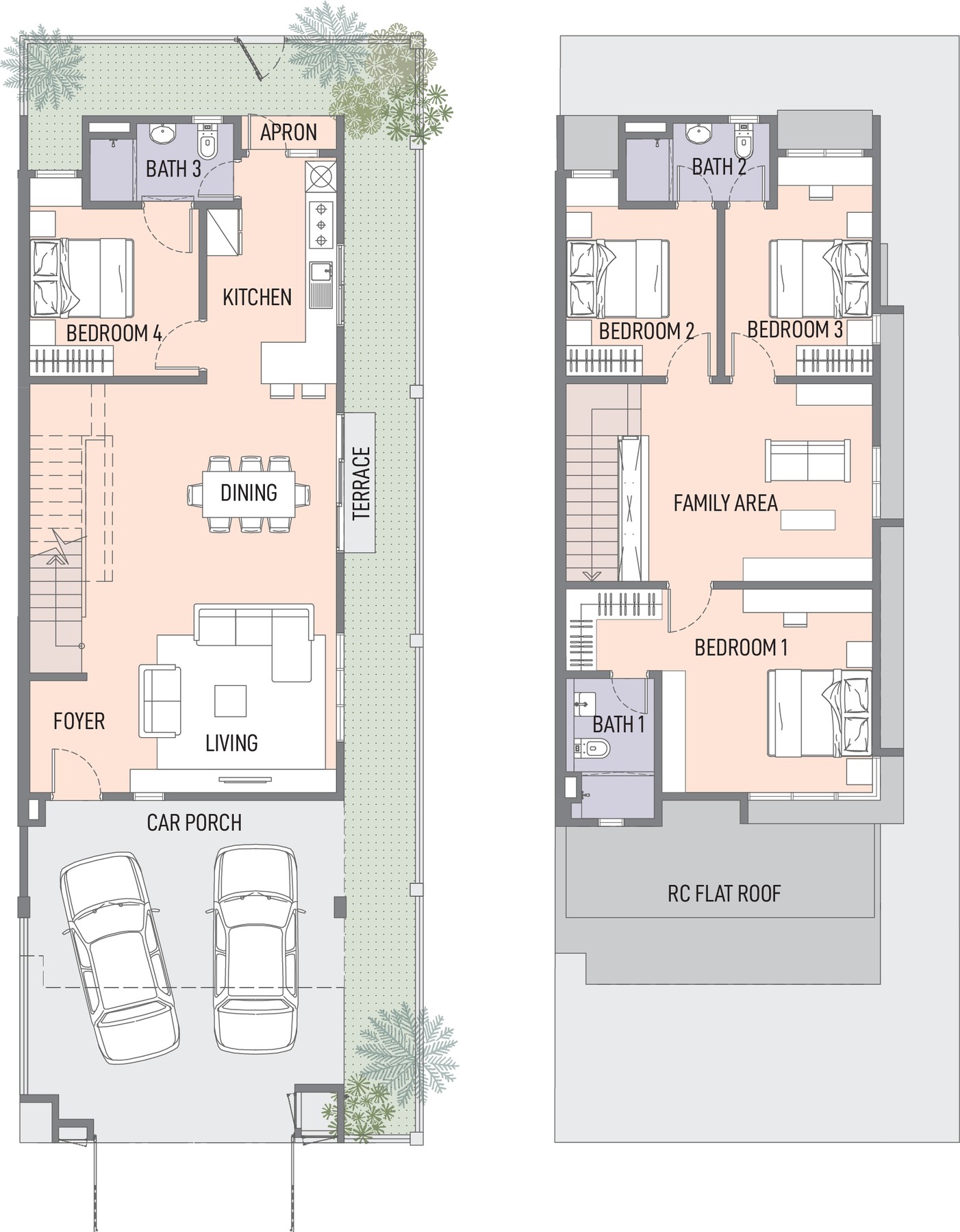 Phase 1 Type A2 floor plan, ground and first floor