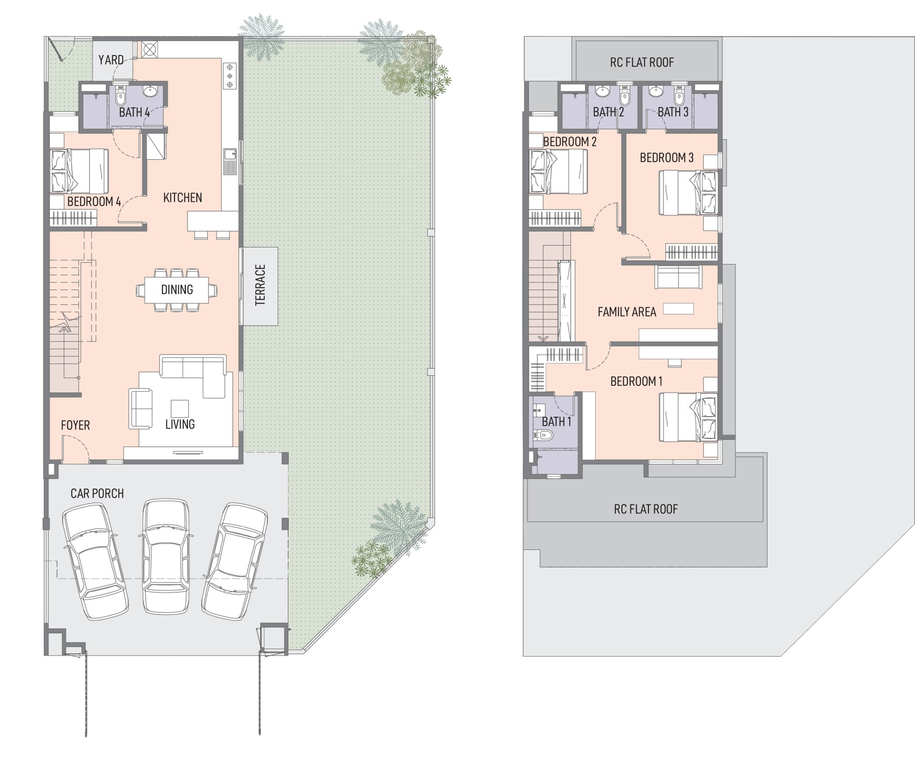 Phase 1 Type B1 floor plan, ground and first floor