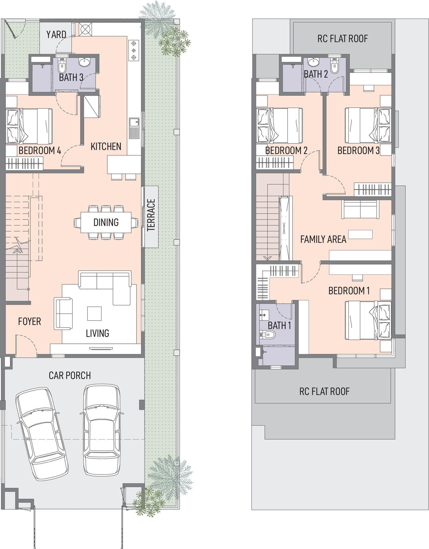 Phase 1 Type B2 floor plan, ground and first floor