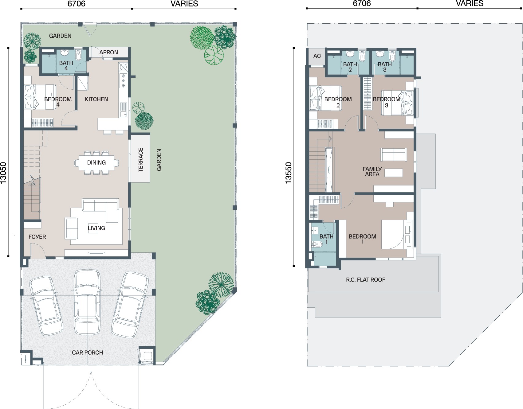 Phase 2 Type A1 floor plan, ground and first floor