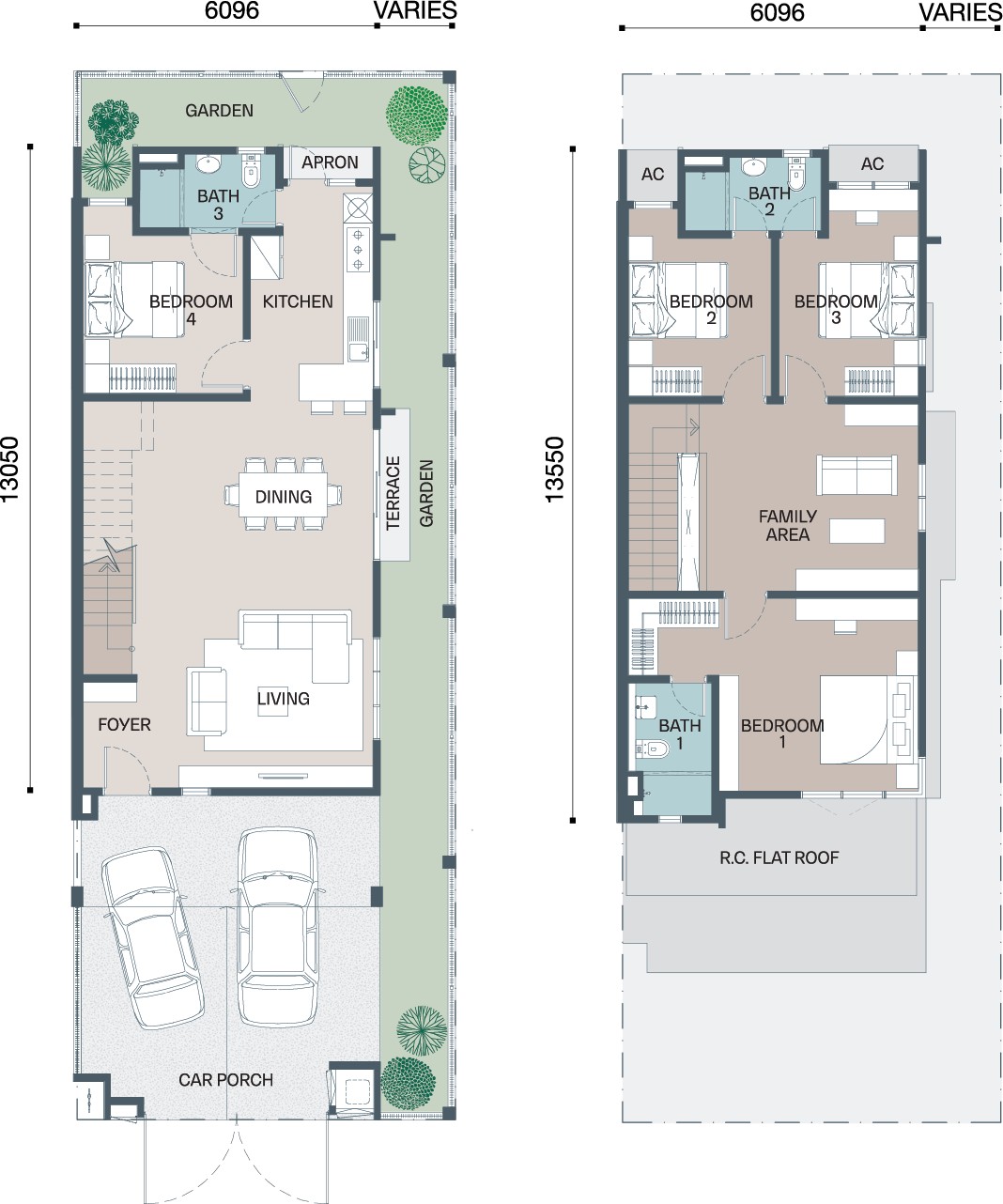 Phase 2 Type A2 floor plan, ground and first floor