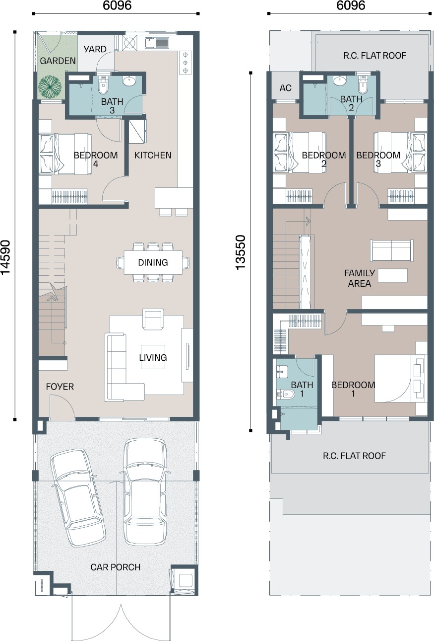 Phase 2 Type B floor plan, ground and first floor