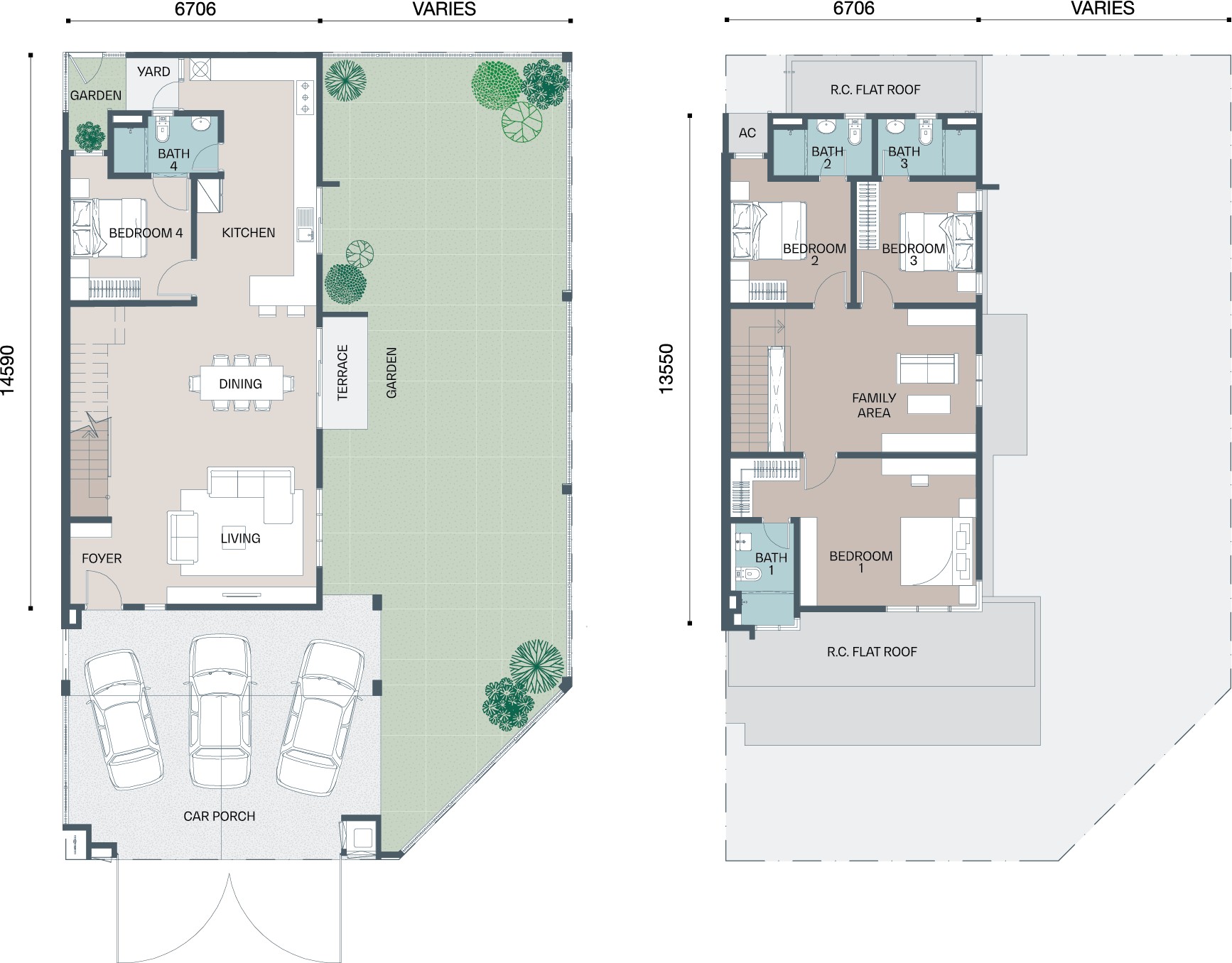 Phase 2 Type B1 floor plan, ground and first floor