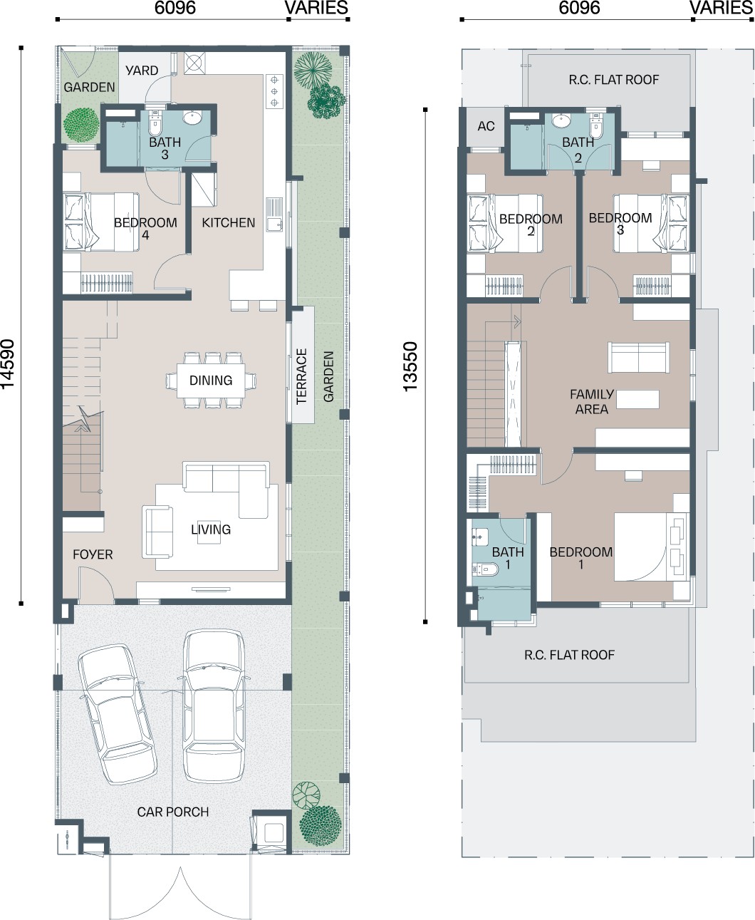 Phase 2 Type B2 floor plan, ground and first floor